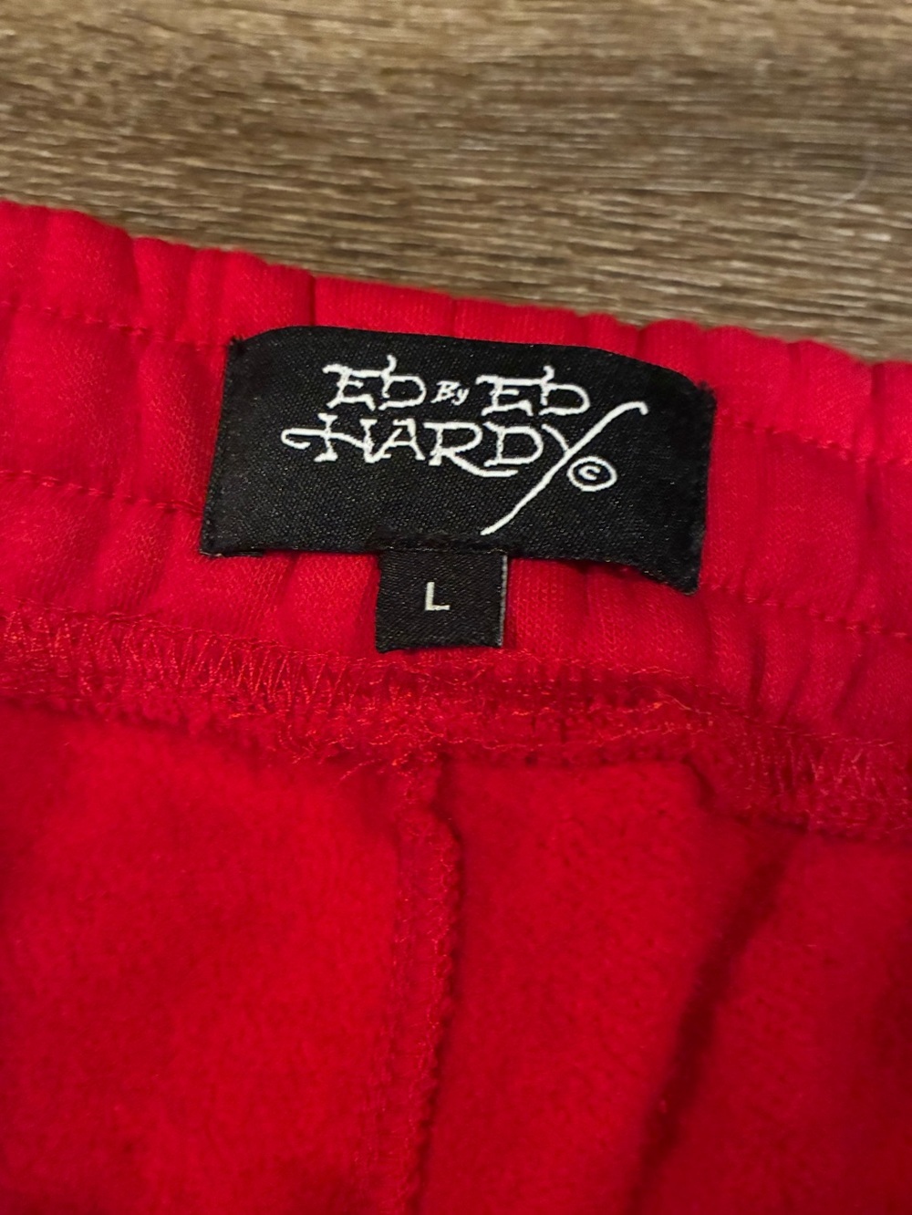 Ed Hardy Red Sacred Heart Graphic & Logo Wide Leg Sweatpants Size Large - Picture 3 of 4